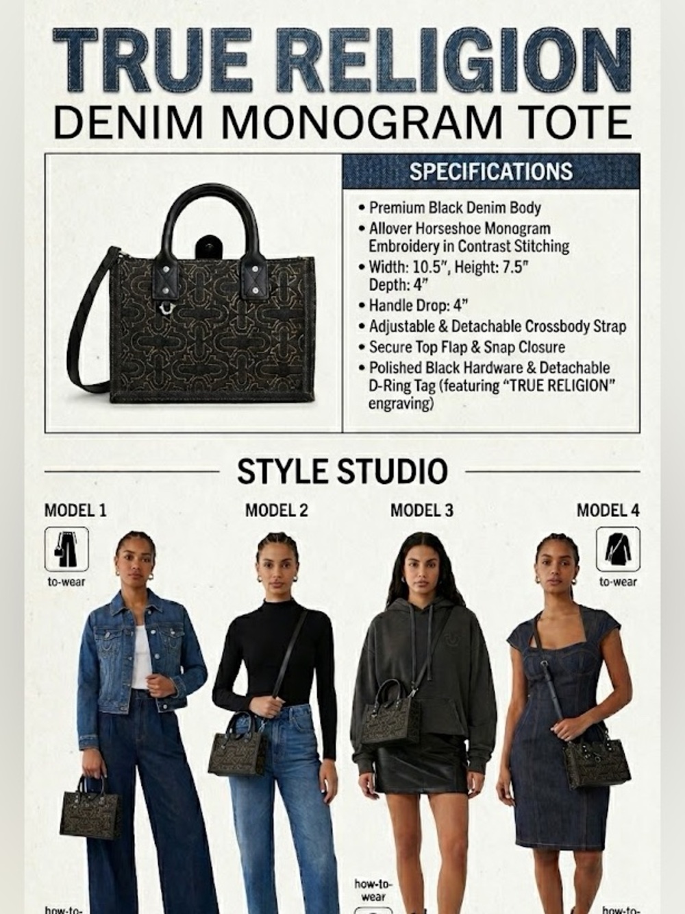True Religion Black Quilted Satchel